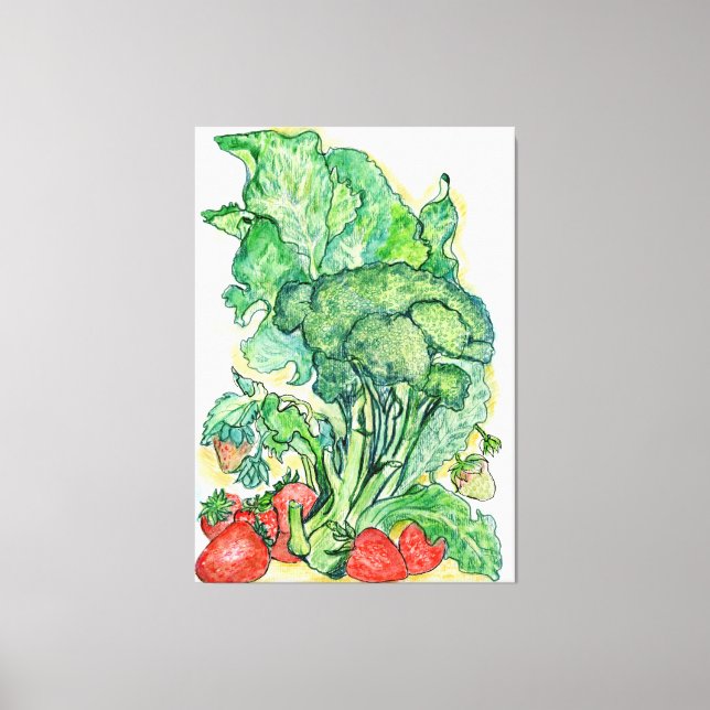 Berries and Broccoli Canvas Print (Front)