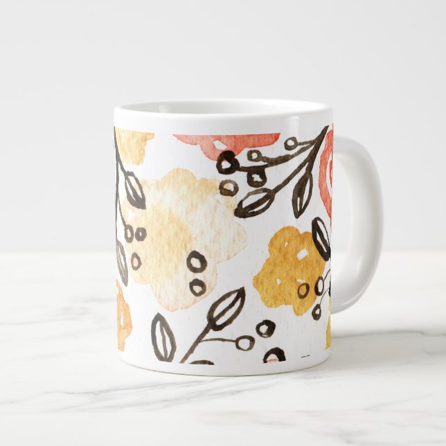 Berries and Floral Giant Coffee Mug (Front Right)