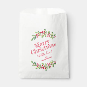 Berries and Greenery Christmas Holiday Favor Bag