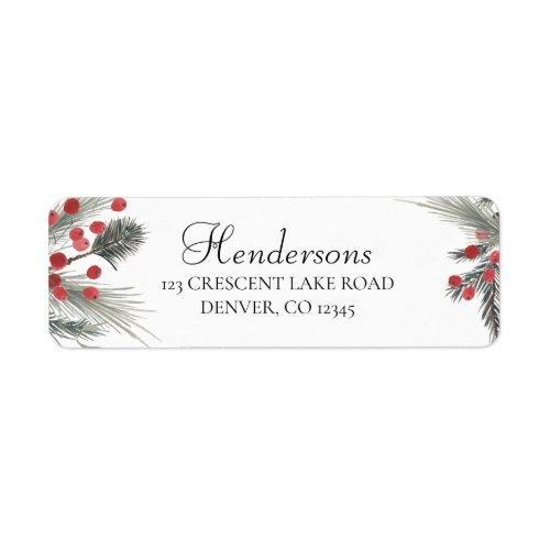 Berries and Greenery Holiday Return Address Label