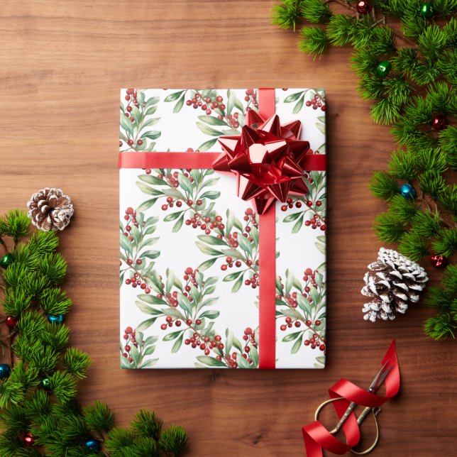 Berries and Greenery Wrapping Paper (Holiday Gift)