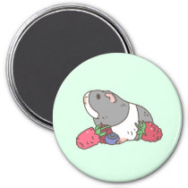Berries and Guinea pig in mint green Magnet