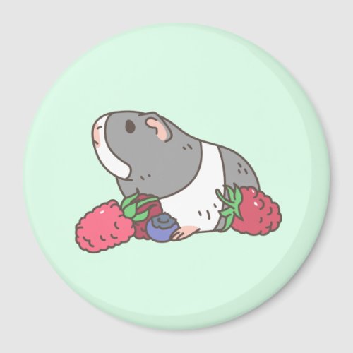 Berries and Guinea pig in mint green Magnet