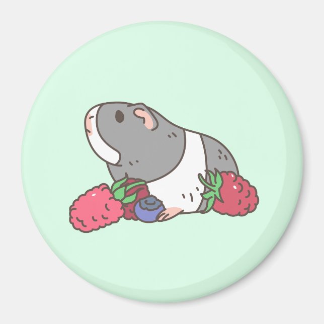 Berries and Guinea pig in mint green Magnet (Front)