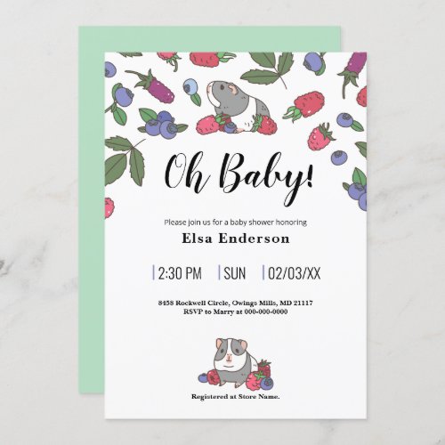 Berries and Guinea pig Pattern Invitation