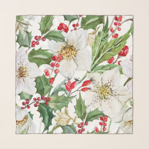 Berries and Holly Christmas Chiffon Scarf