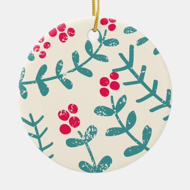 berries and leaves ceramic ornament (Front)