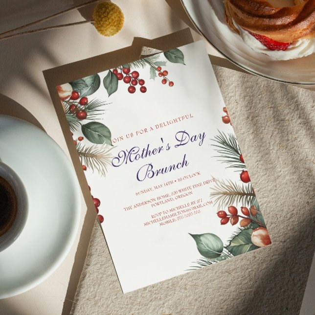 Berries And Leaves Mother's Day Brunch Invitation (Creator Uploaded)