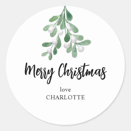 Berries and Leaves Personalized Christmas Classic Round Sticker