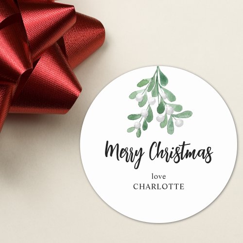 Berries and Leaves Personalized Christmas Classic Round Sticker