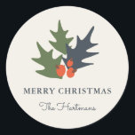 Berries and Leaves Personalized Christmas Stickers<br><div class="desc">Simple,  modern stickers,  featuring orange holly berries and leaves over an ivory colored background.  Great for use as envelope seals,  gift tags,  party favor tags,   and more!</div>