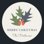 Berries and Leaves Personalized Christmas Stickers<br><div class="desc">Simple,  modern stickers,  featuring orange holly berries and leaves over an ivory colored background.  Great for use as envelope seals,  gift tags,  party favor tags,   and more!</div>