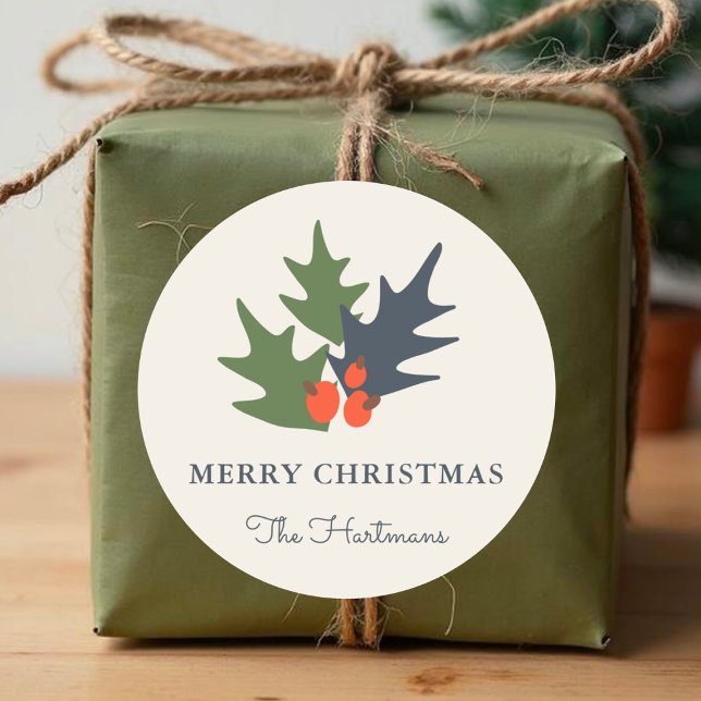 Berries and Leaves Personalized Christmas Stickers (Creator Uploaded)