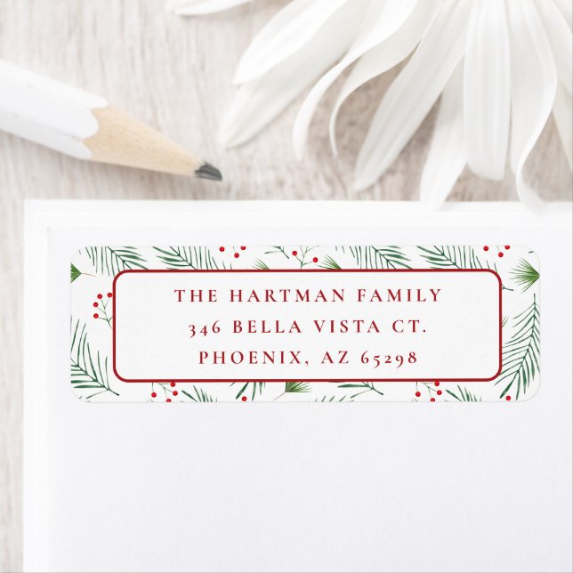 Berries and Pine Christmas  Label (Insitu)