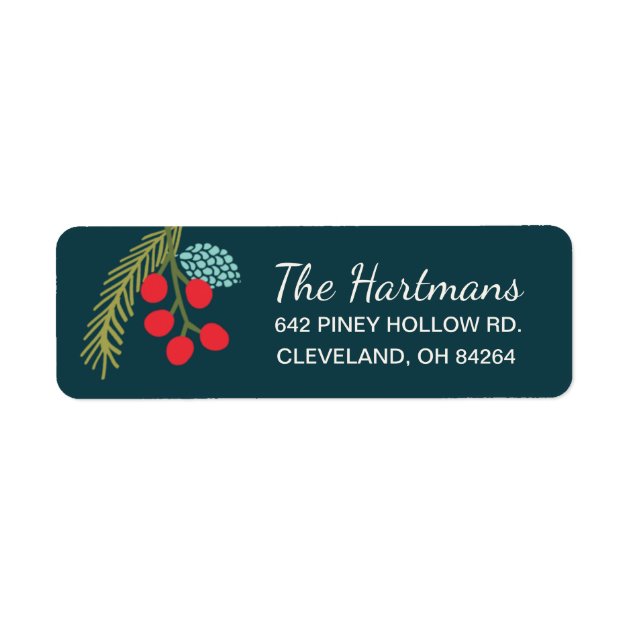 Berries And Pine Holiday Return Address Labels