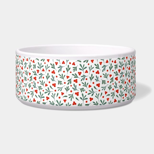 Berries And Winter Plant Leaves Seamless Pattern  Bowl (Front)