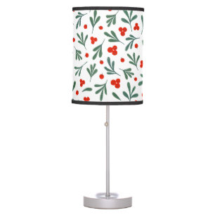Berries And Winter Plant Leaves Seamless Pattern  Table Lamp