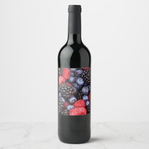 Berries blueberry blackberry raspberry bottle wine label