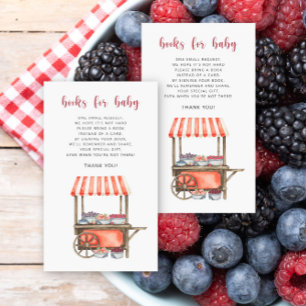 Berries cart - books for baby Baby shower Enclosure Card