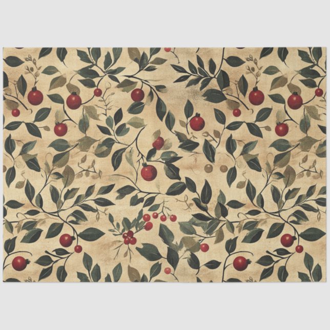 Berries Christmas Art Tissue Paper (Front)