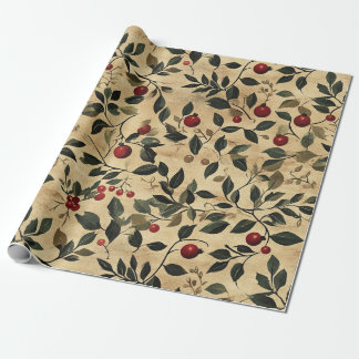 Berries Christmas Art Wrapping Paper