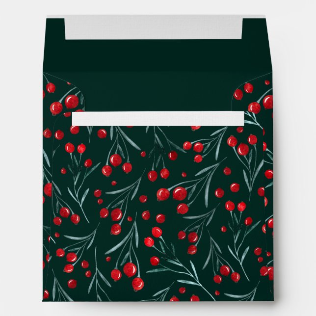 Berries Christmas - Traditional Christmas Colors Envelope (Back (Bottom))