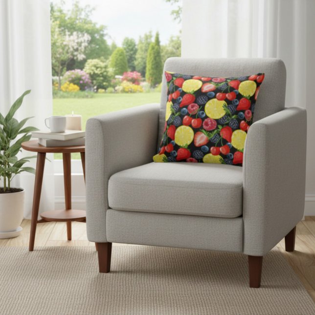 Berries & Citrus Slices Throw Pillow (Creator Uploaded)