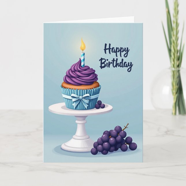 Berries Cupcake Birthday Card (Front)