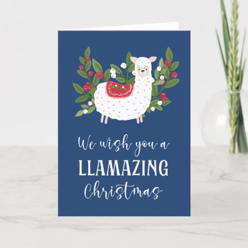 Berries  Cute Llama Christmas Holiday Card