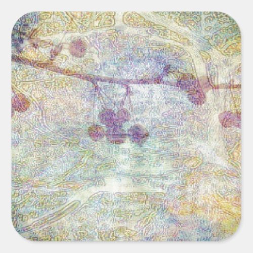 Berries Digital Collage Square Sticker