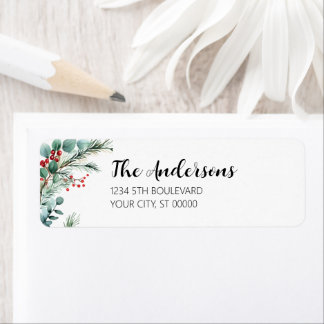 Berries & Eucalyptus Christmas Return Address Label