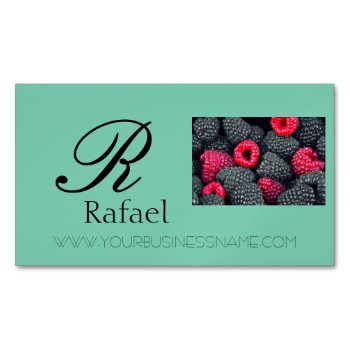 Berries Fruit Elegant Name Monogram Business Business Card Magnet by Designs_Accessorize at Zazzle