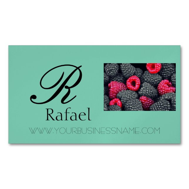 Berries Fruit Elegant Name Monogram Business Card Magnet (Front)