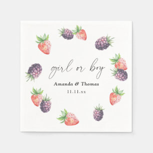 Berries Gender Reveal. Girl or Boy Napkins