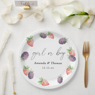 Berries Gender Reveal. Girl or Boy Paper Plates