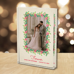 Berries Greenery Bride Groom Wedding Photo Block