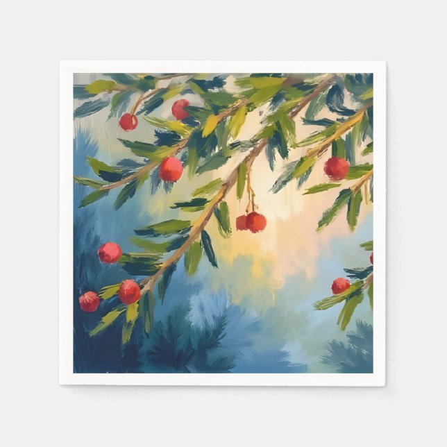 Berries & Greenery | Merry Christmas Napkins (Front)