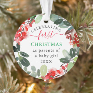 Berries Greenery Wreath First Christmas as Parents Ornament