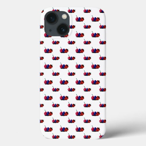 Berries Hand Drawn Red Blue Pattern iPhone 13 Case