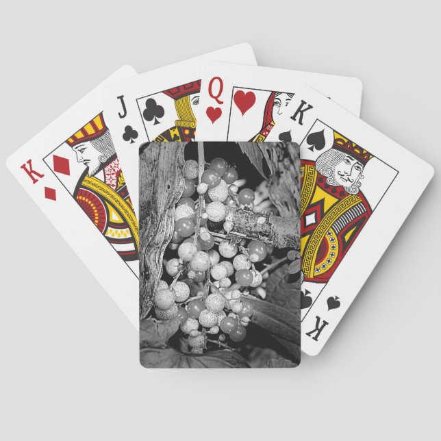 Berries In Black And White Nature  Poker Cards (Back)