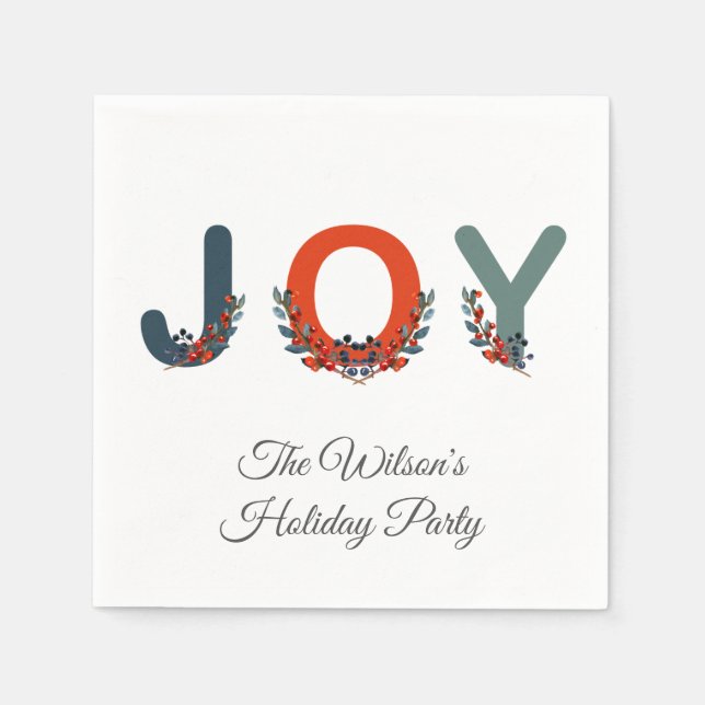 Berries Joy Christmas Berries Holiday Party Napkins (Front)