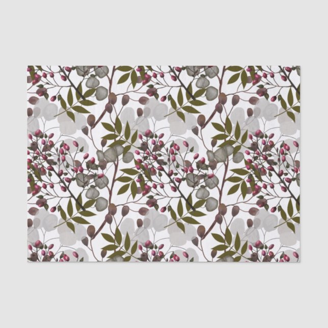 Berries, Leaves and Branches Foliage  Tissue Paper (Front)