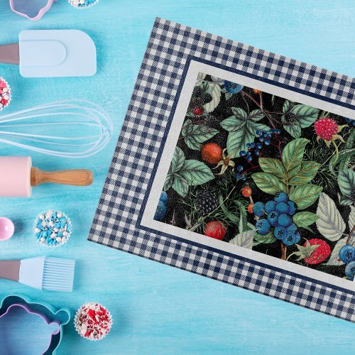 Berries Medley on Country Gingham  Cutting Board
