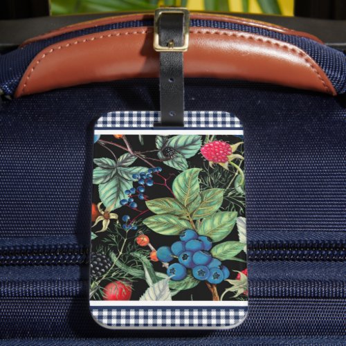 Berries Medley on Country Gingham Luggage Tag