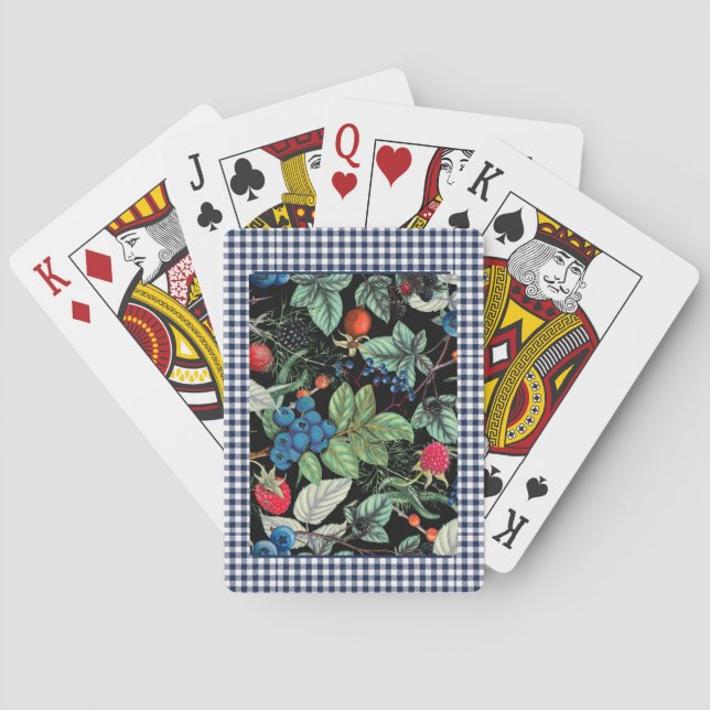 Berries Medley on Country Gingham Poker Cards (Back)