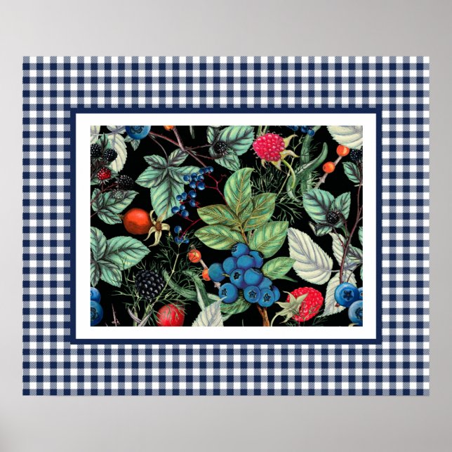 Berries Medley on Country Gingham  Poster (Front)