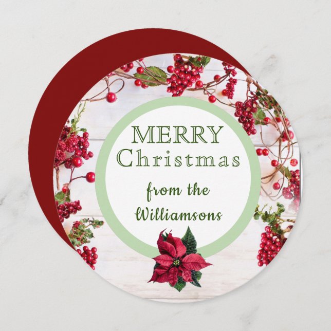 Berries Merry Christmas Botanical Card (Front/Back)