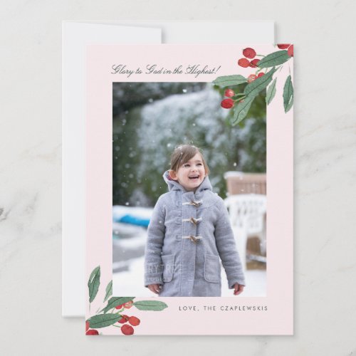 Berries on Blush Pink Editable Holiday Photo