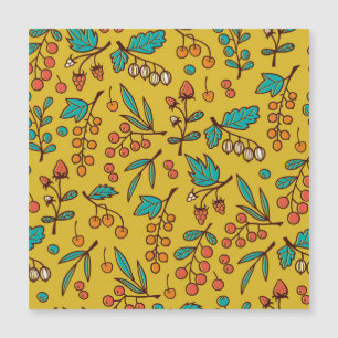 Berries on branches, seamless nature pattern.