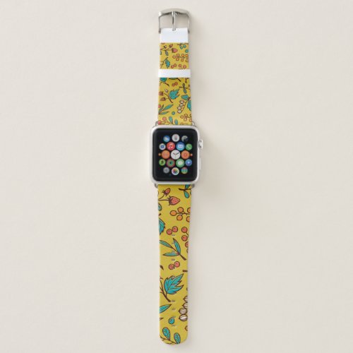 Berries on branches seamless nature pattern apple watch band